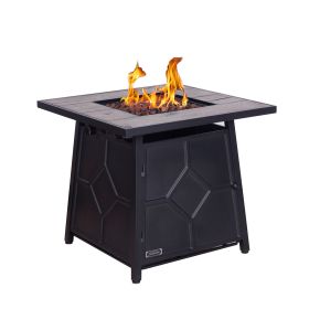 40,000 BTU Steel Propane Gas Fire Pit Table With Steel lid, Weather Cover
