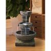 16inches Outdoor Water Fountain with LED Light - Modern Curved Indoor-Outdoor Waterfall Fountain 5-Tier Cascading Bowl Zen Fountain for Outdoor Space