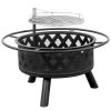30in Outdoor Metal Fire Pit with Cooking Grates Black