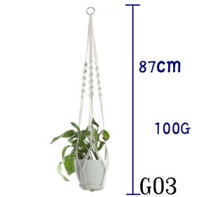 Flower Pot Net Bag Beige Cotton Rope Indoor Plant Hanger Hanging Basket Sling (Option: 2 Style)