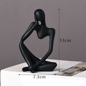 Thinker Resin Statue Nordic Abstract Figurine Crafts Home Decor Modern (Color: Dark Gray)
