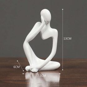 Thinker Resin Statue Nordic Abstract Figurine Crafts Home Decor Modern (Color: Light green)